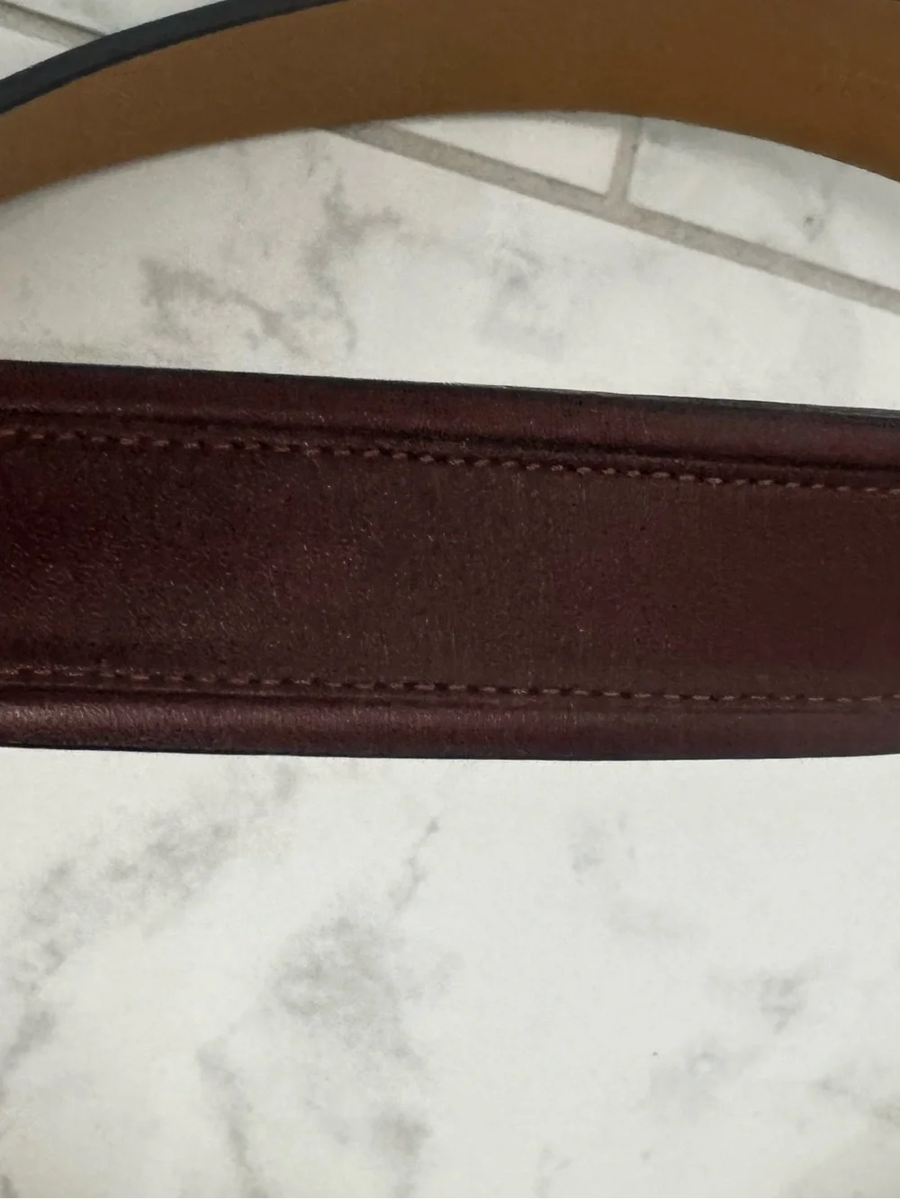 Men's Leather Belt in Dark Brown with Polished Buckle 32/80